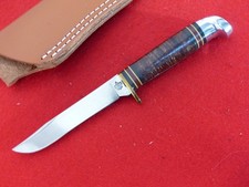 Western Boulder USA nice stacked leather pre1977 Fixed Blade Boy Scouts Knife