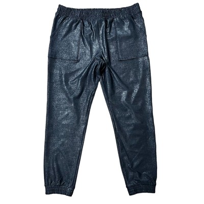 Viral TikTok Sz 2XL Pebble Joggers Pull On Pants Shiny Black Boutique MR Basics