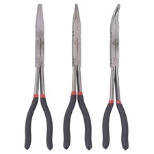 Image of 3PCS 13" Double Jointed Long Needle/Flat Nose Pliers Set 0° 45° Tips With Grip