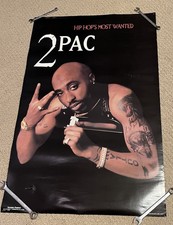 1997 Vintage 2PAC Tupac Shakur Poster Hip Hops Most Wanted Rap Damage 34.5 x 22