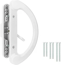Sliding Patio Door Handle Pull Set, White Diecast Non-Keyed Gate Handle Set for 