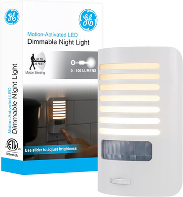 LED Night Light, Motion Sensing, Dimmable, Louver Shade, White, Plug-In, Ul-Cert