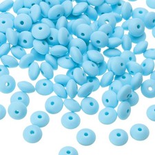 180 Pcs Bulk Silicone Lentil Beads, 12mm Abacus Beads, Lake Blue