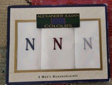Alexander Julian Colors 3 mens handkerchiefs monogram hanky set 3 pack new