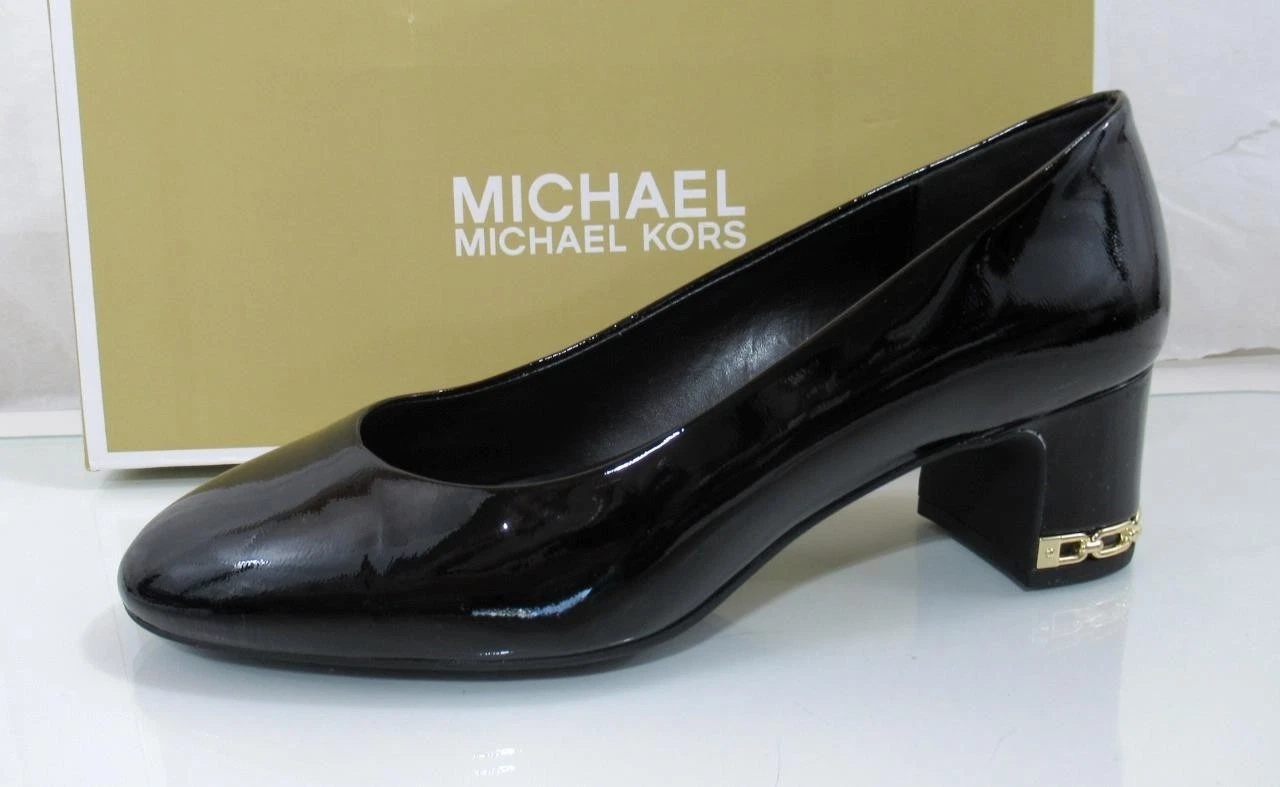 Michael Kors June Flex Mid Pump Block tacco MK logo nero brevettato taglia 7 5