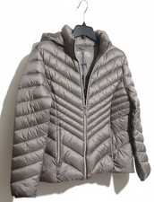 Abrigo Chaqueta Michael Kors Plumón Relleno Puffer Parka Capucha Extraíble Taupe Talla L
