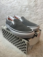 VANS Skate Slip-On Men s 4 Pewter/White, Leather and Canvas