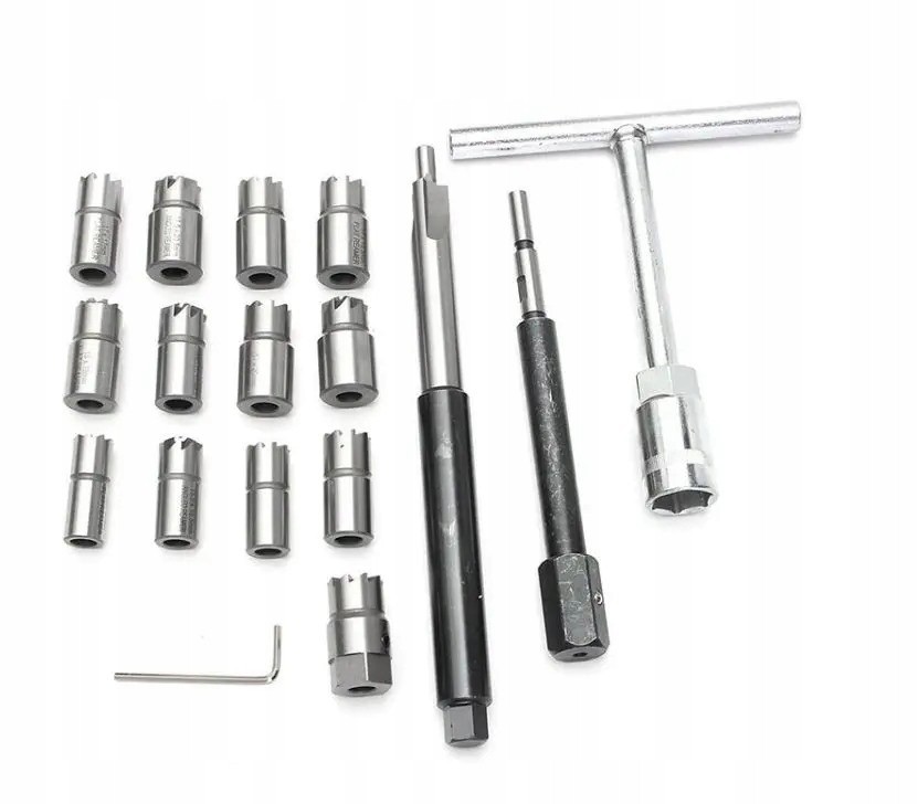 Set Alesatori Pulizia Sedi Iniettori 17 pz - Kit Rettifica Sedi Valvola Diesel - 4
