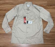 Dickies Work Shirt Men's Desert Sand Twill Long Sleeve Button Up - Size M