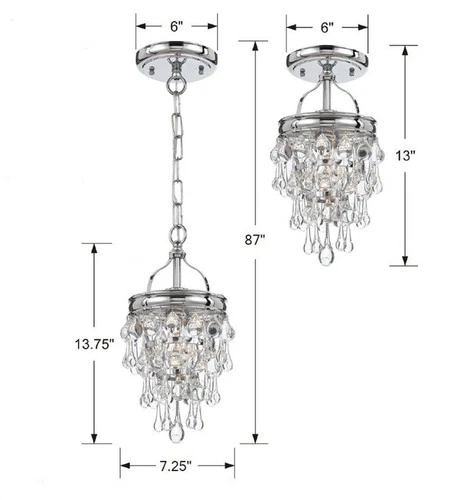 Crystorama Calypso 7 1/2" Wide Chrome and Crystal Mini Pendant - Picture 8 of 9