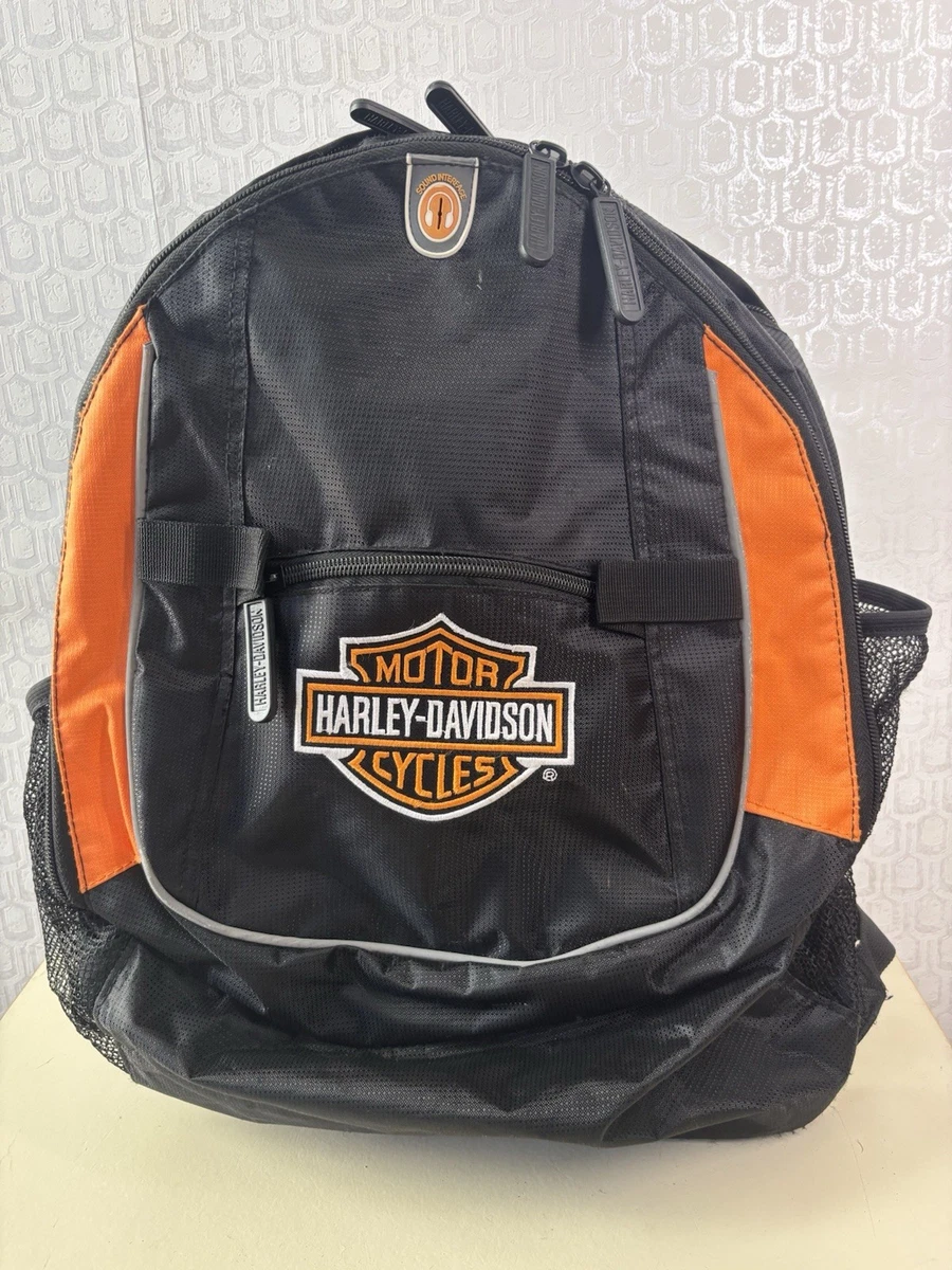 Harley Davidson Backpack Adult Size Y2K Black Orange Audio  display picture 2