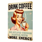 Vintage Drink Coffee Do Stupid Things Faster Tin Metal Signs Home Décor 8x12