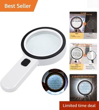 Double-Layer Glass Magnifier with 12 Ultra Bright LEDs - Perfect for Reading