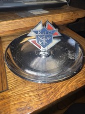 Vintage Knights of Columbus Ashtray K of C Crest Chrome Made in USA Free Ship
