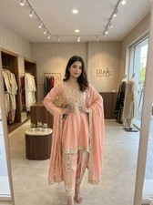 PAKISTANI DRESS MIRROR WORK INDIAN WEDDING DHOTI SALWAR KAMEEZ PARTY WEAR SUIT