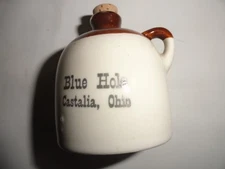 BLUE HOLE CASTALIA OHIO LITTLE BROWN JUG 3" W/ CORK