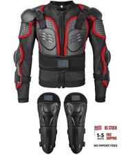 Kids Dirt Bike Gear for Teenager Youth, Motocross Armor Jacket Suit Medium Red