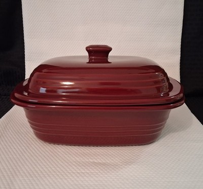Pampered Chef New Traditions Deep Covered Baker 3.1 Qt Cranberry USA EUC