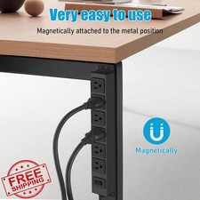 HHSOET Magnetic Power Strip 6 Outlet Under Desk, 6FT Cord Surge Protector