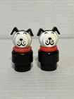 2 Vintage Little People Dog Black White w/ Red Collar Figure Fisher-Price 1970s