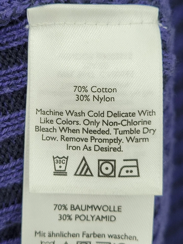 Eddie Bauer Cardigan Sweater Womens Large Blue Black Stripe Hooded Zip Up Chunky - Image 4 of 4