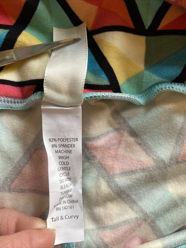 LulaRoe Women's TC Turquoise/Yellow/Pink Leggings- NWOT, Tall & Curvy - Picture 4 of 5