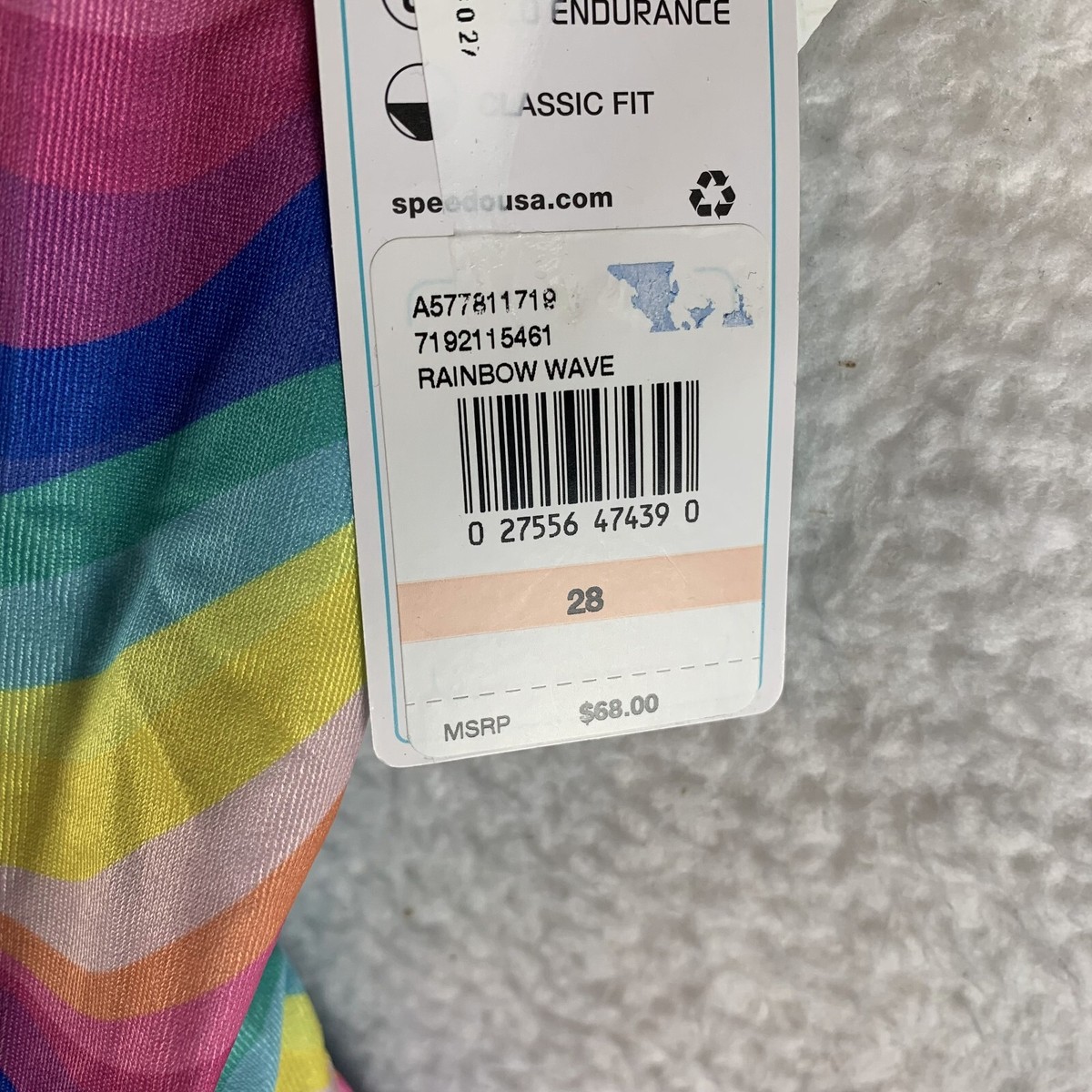 その他 M-BABY Speedo Swimsuit Women's 28 Multicolor Rainbow Wave Square Neck One