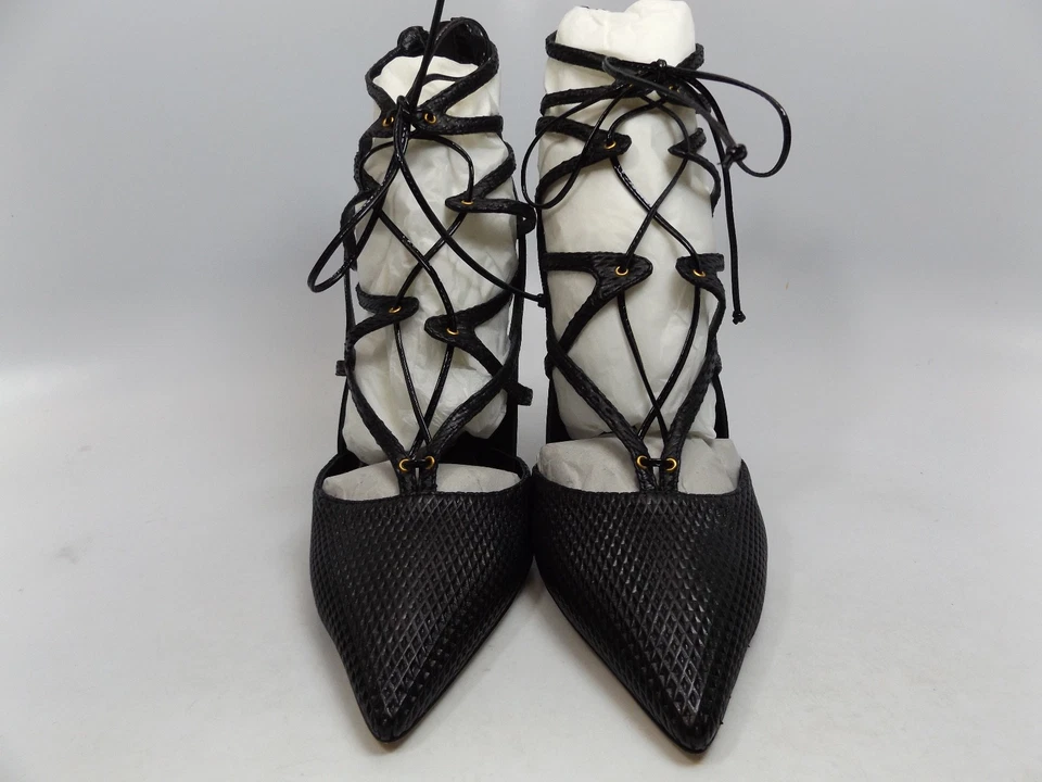 ¡NUEVO! Zapatos de salón ALEJANDRO INGELMO de cuero con cordones negros Duke para mujer talla 10,0 M Foto 3 de 4