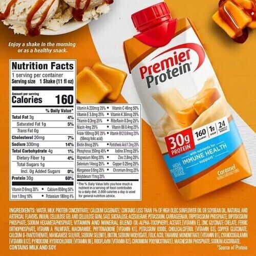 Premier 30 g Protein PLUS Energie- und Immununterstützungsshakes, Karamell 11 flüssige Unzen 18er-Packung - Bild 2 von 5