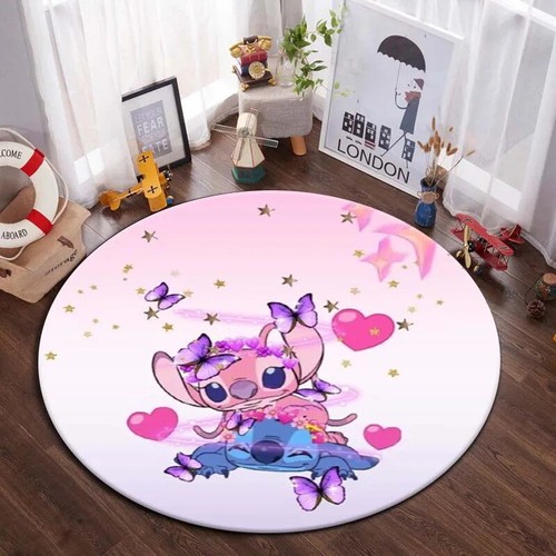 Lilo Stitch Angel Round Carpet Non-slip Floor Rug Girls Bedroom Decors Doormats - Picture 30 of 36