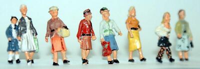 8 Gehende Frauen F257p Bemalte OO Scale 1:76 Figuren Langley Models Metall