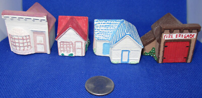 Vintage Ceramic Houses Set & Fire House - Model Train Layout - Possible N-Scale