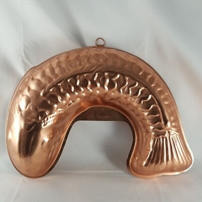 Copper Tin Fish Mold Jello-O Mold 5 1/2 Cups Kitchen Wall Decor 12'' Long