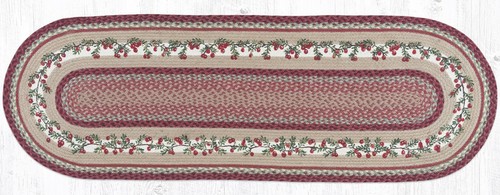 Braided Jute Painted Stenciled Oval Area Rug. CRANBERRIES. Earth Rugs. 6 Sizes - Picture 12 of 13