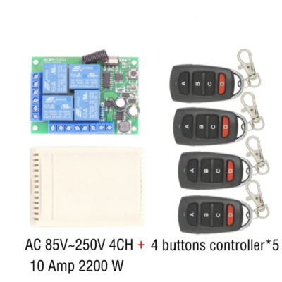 4CH Kanal 433Mhz Universal Relais Modul Funkschalter Empfänger mit Fernbedienung