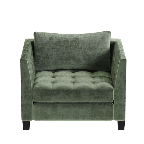 Single Sofa Chenille Modular Lounge Couch Armchair with Large Cushion Green - Picture 3 of 6