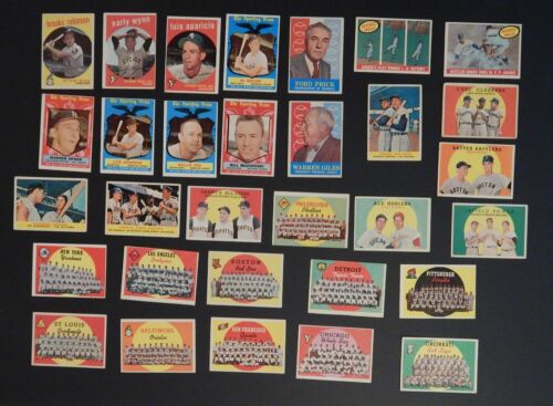 (31) 1959 TOPPS BASEBALL CARD HALL OF FAME TEAM CARDS ~ MORE + HIGH NUMBERS