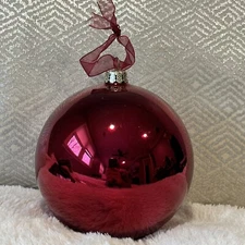 Frontgate 4.7” Glass Matte Red Round Christmas Ornaments