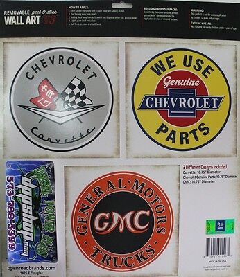 Set 3 Removable peel stick Wall art Chevy Chevrolet GMC sticker decal Corvette 