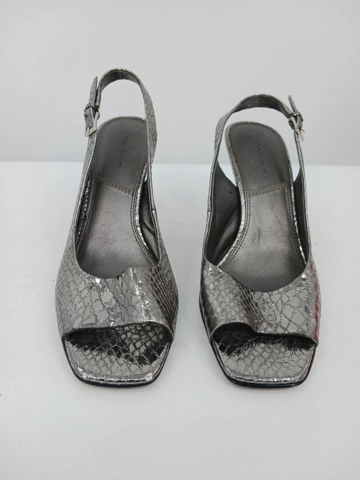 Tahari Women Heel 8.5 Silver Slingback Man Made Material Animal Print Buckle - Image 3 of 4