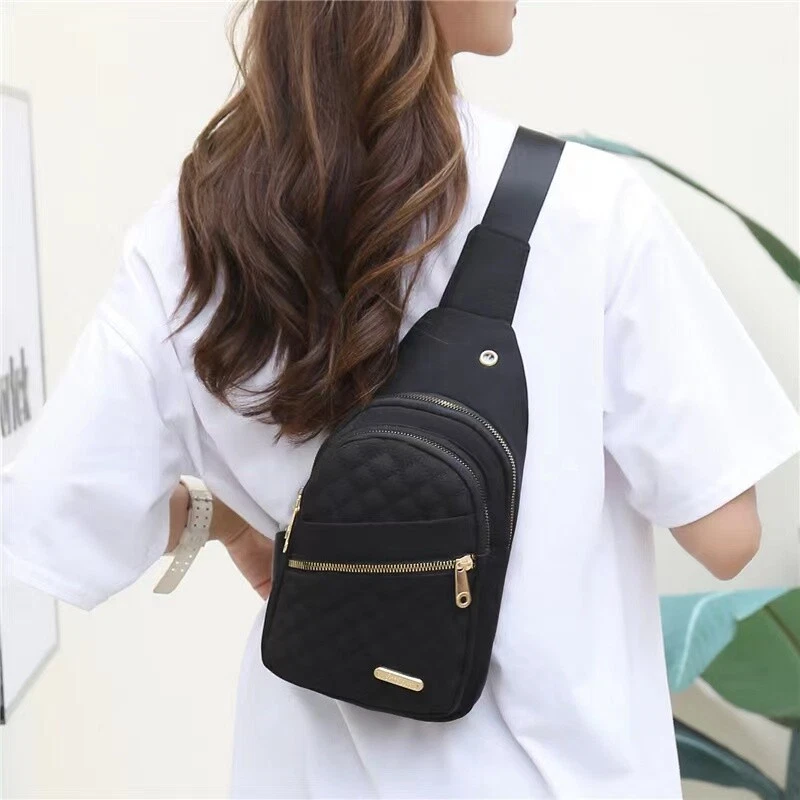 Womens Black Crossbody Small Sling Backpack Travel Sling Bag Chest Bag  Daypack