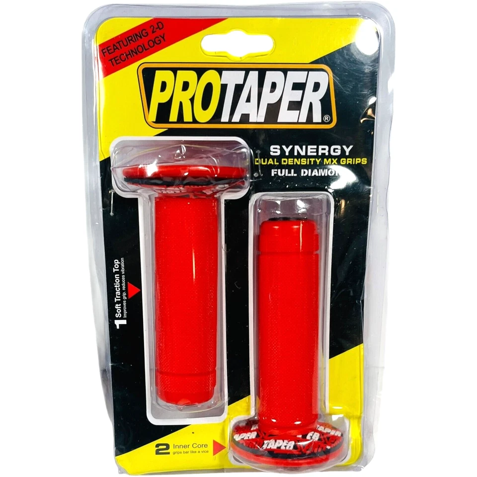 PROTAPER Full Diamond MX Grips - Motorcycle Grips - RED - NEW & Sealed - Image 4 of 4