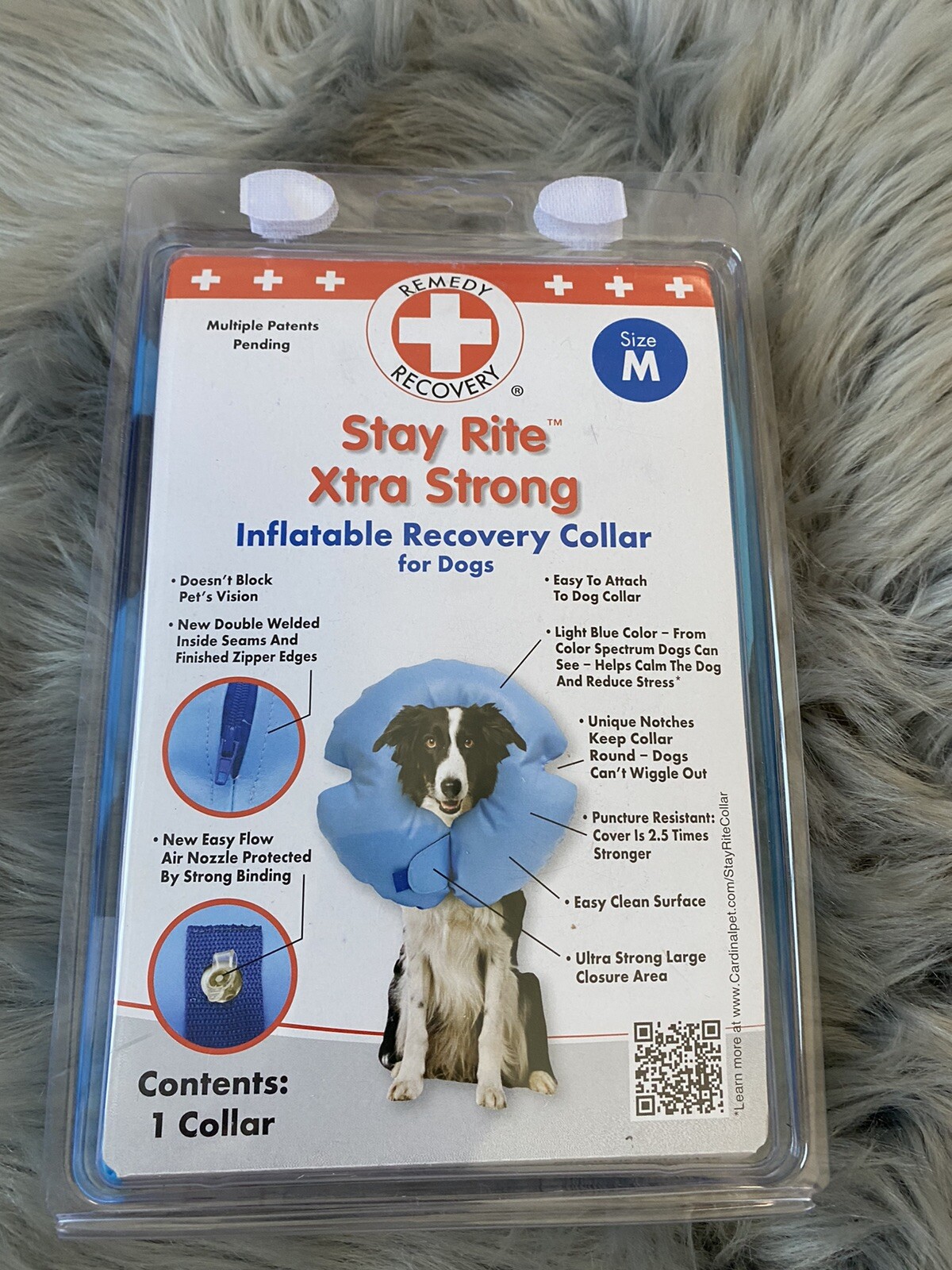 Inflatable Dog Collar Sz M Remedy+Recovery Vet Surgery Stay Rite Xtra
