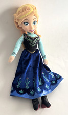 Disney Frozen Anna Doll 15 in Plush With Plastic Vinyl Face Blue Dress Just Play