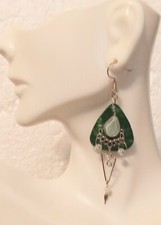 Geometric Elegance: Green Triangle Gemstone Earrings - 2.50 Dangle Hook