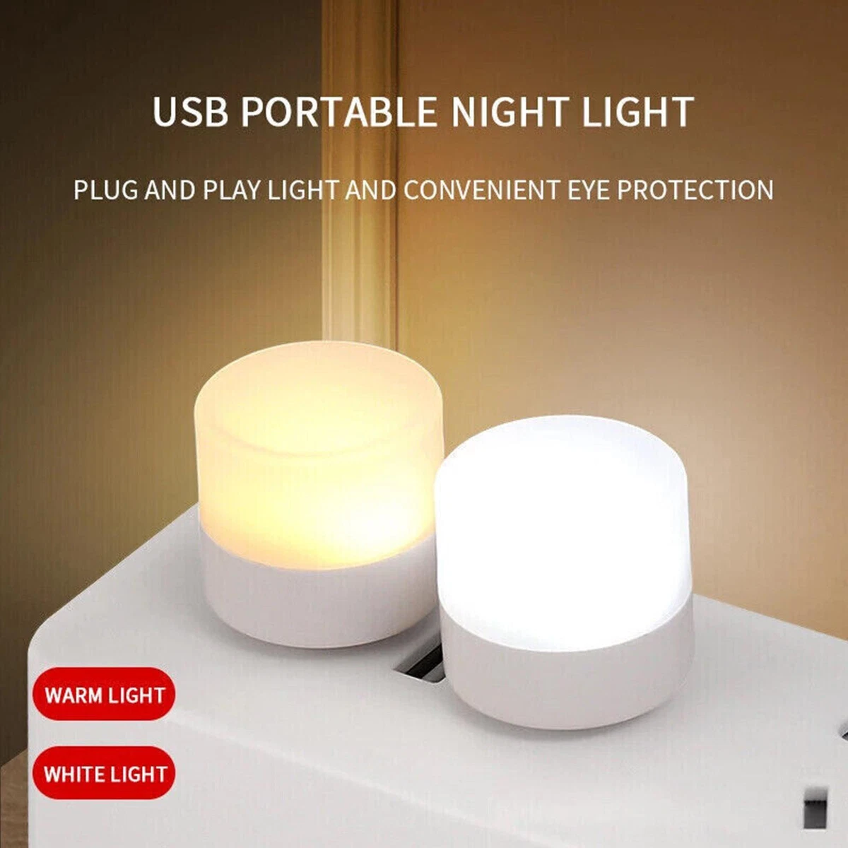 10pcs Portable Mini LED Nights Light Small Round Lamp Computer