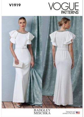Vogue V1919 Sewing Pattern Misses Full-Length Dress & Belt Size F5 (16-24) UNCUT