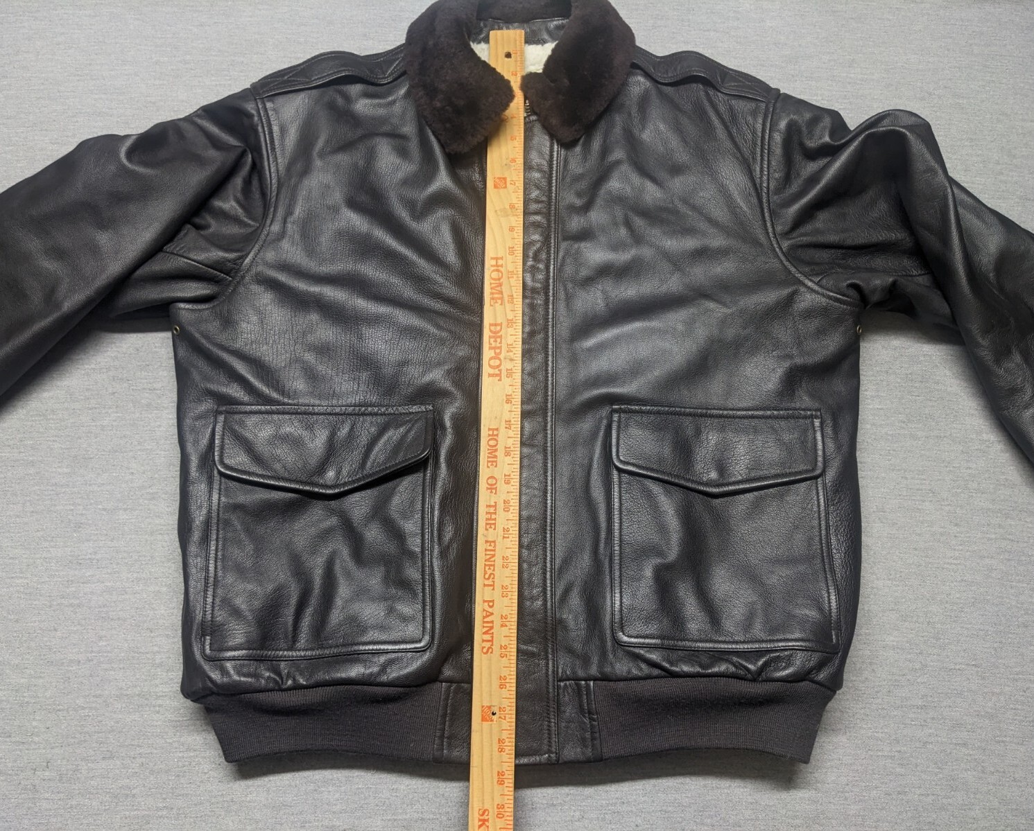 LL Bean Goatskin Leather Bomber Jacket Sherpa Lined Men's Size XL Reg