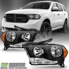 Black 2011 2012 2013 Dodge Durango Headlights Halogen Headlamps Model Left+Right