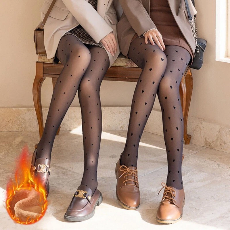 Thermal Fleece Lined Tights Women.Warm Fake Translucent Pantyhose